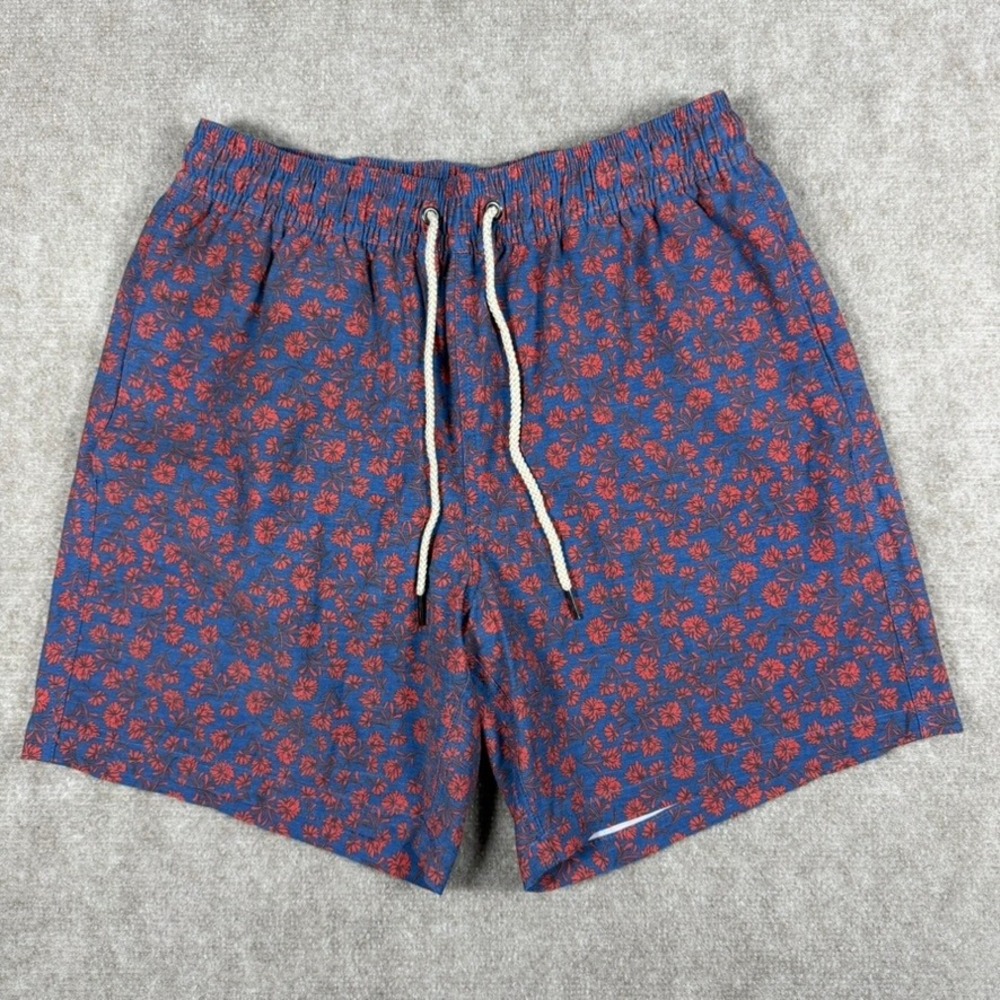 Fair Harbor Board Shorts Mens L Floral Tropical Swim Trunks Liner Drawstring 6"